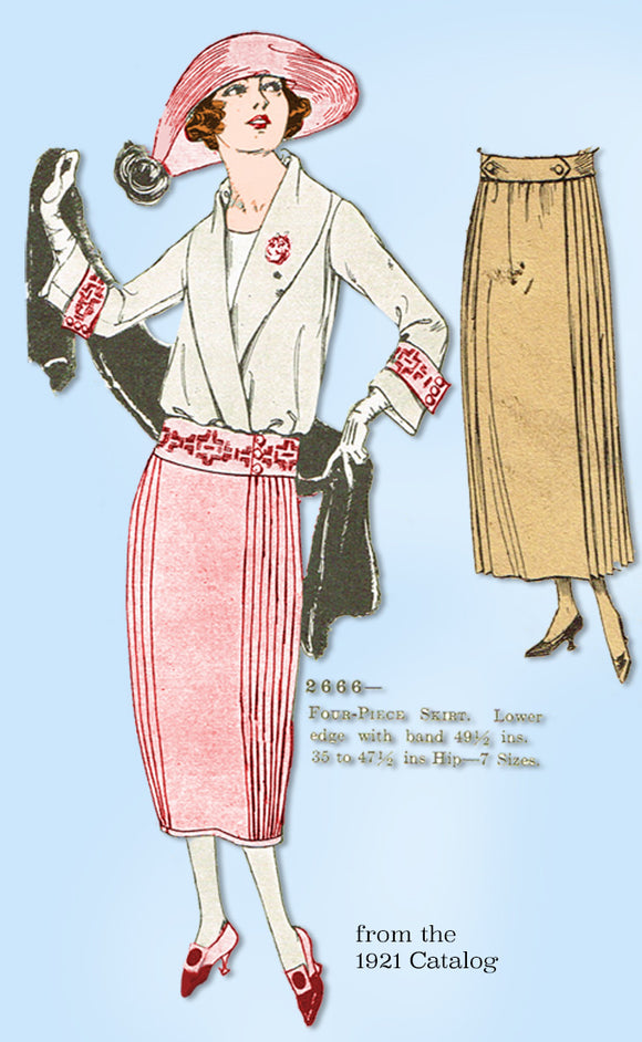 1920s Vintage Butterick Sewing Pattern 2666 Uncut Misses Edwardian Skirt Sz 26 W