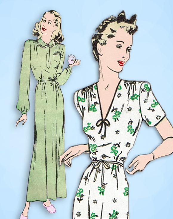1940s Vintage Butterick Sewing Pattern 2713 Plus Size WWII Womens Nightgown 40 B