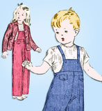 1940s Vintage Butterick Sewing Pattern 2744 Uncut Toddler Overalls & Jacket Sz 4