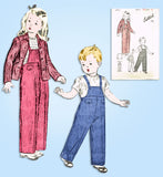 1940s Vintage Butterick Sewing Pattern 2744 Uncut Toddler Overalls & Jacket Sz 4