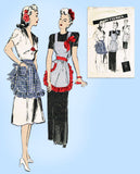 Butterick 2813: 1940s Misses WWII Hostess Apron Sz Small Vintage Sewing Pattern