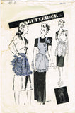 Butterick 2813: 1940s Misses WWII Hostess Apron Sz Small Vintage Sewing Pattern