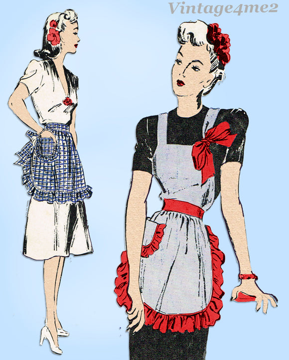 Butterick 2813: 1940s Misses WWII Hostess Apron Sz MED Vintage Sewing Pattern