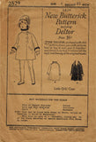 1920s Vintage Butterick Sewing Pattern 2829 Toddler Girls Scalloped Coat Size 4 - Vintage4me2