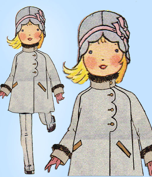 1920s Vintage Butterick Sewing Pattern 2829 Toddler Girls Scalloped Coat Size 4 - Vintage4me2