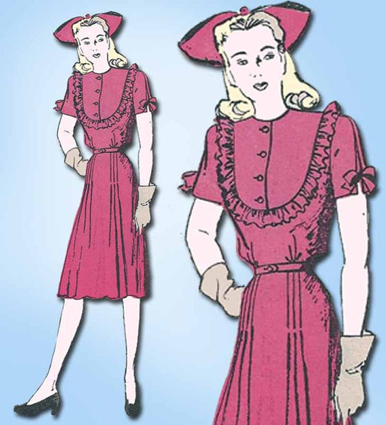 1940s Vintage Butterick Sewing Pattern 2981 Misses Street Dress Size 14 32 Bust - Vintage4me2