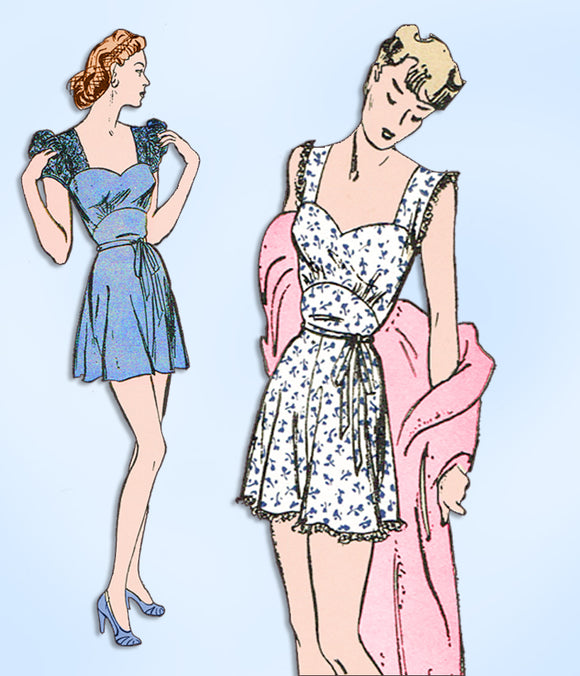 1940s Vintage Butterick Sewing Pattern 3018 Misses WWII Pajama Romper Sz 38 Bust