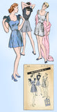 1940s Vintage Butterick Sewing Pattern 3018 Misses WWII Pajama Romper Sz 38 Bust