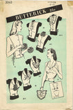 1940s Original Vintage Butterick Pattern 3063 Misses Dickey w Button On Collars