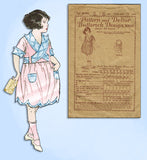 1920s Original Vintage Butterick Pattern 3090 Toddler Girls Slip Over Dress Sz 3