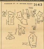 Butterick 3143: 1940s Plus Size Rare Evening Blouse 40B Vintage Sewing Pattern