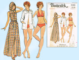 1960s Vintage Butterick Sewing Pattern 3161 Uncut Bikini & Hooded Robe Size 32 B