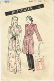 1940s Vintage Butterick Sewing Pattern 3215 Misses WWII Housecoat or Robe 32 B