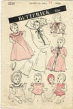 1940s Vintage Butterick Sewing Pattern 3230 WWII Baby Doll Clothes Set 14 inch - Vintage4me2