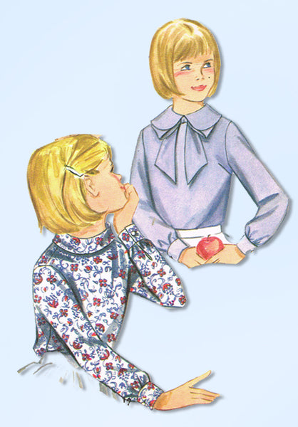 1960s Vintage Butterick Sewing Pattern 3234 Girls Back Button Blouse Size 10 28B