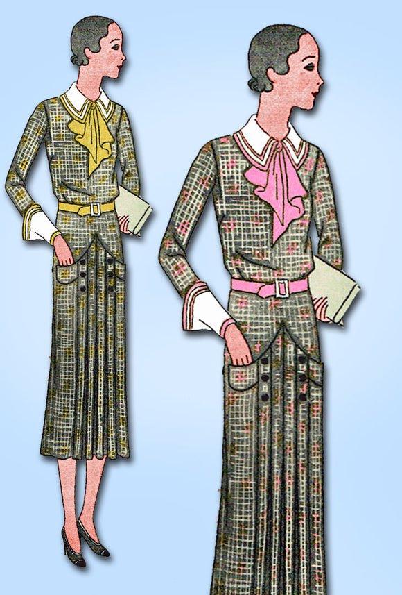 1930s Vintage Butterick Sewing Pattern 3335 Misses Depression Era Dress Size 14 - Vintage4me2