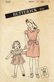 1940s Vintage Butterick Sewing Pattern 3359 WWII Toddler Girls Dress Size 6 24 B - Vintage4me2