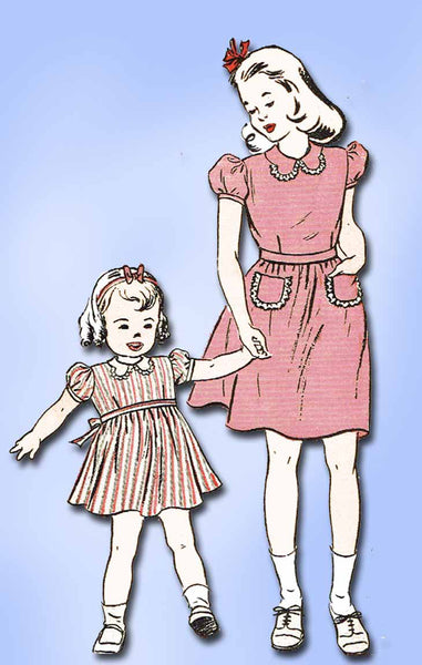 1940s Vintage Butterick Sewing Pattern 3359 Uncut WWII Toddler Girls Dress Sz 2 - Vintage4me2