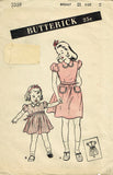 1940s Vintage Butterick Sewing Pattern 3359 Uncut WWII Toddler Girls Dress Sz 2 - Vintage4me2