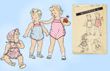 Butterick 3372: 1940s WWII Baby Romper & Bonnet Sz 1 Vintage Sewing Pattern