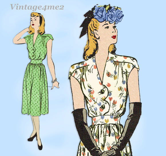 Butterick 3382: 1940s Misses Uncut WWII Dress Sz 32 B Vintage Sewing Pattern