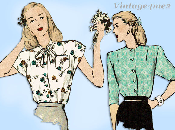 1940s Original Vintage Butterick Pattern 3474 Uncut Misses Blouse Sz 34 Bust
