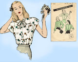 1940s Original Vintage Butterick Pattern 3474 Uncut Misses Blouse Sz 34 Bust