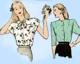 1940s Original Vintage Butterick Pattern 3474 Uncut Misses Blouse Sz 34 Bust