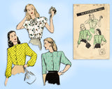 1940s Original Vintage Butterick Pattern 3474 Uncut Misses Blouse Sz 34 Bust