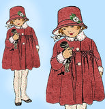 Butterick 3592: 1920s Charming Toddler Girls Coat Size 1 Vintage Sewing Pattern