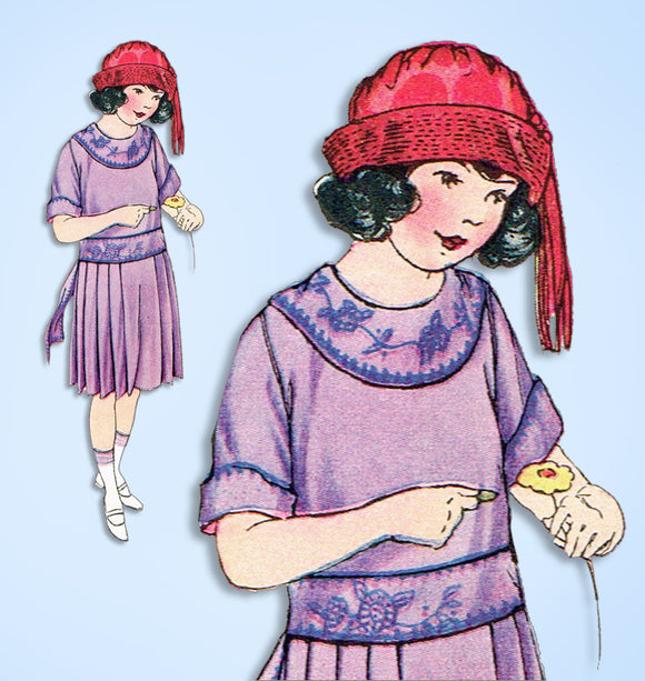 1920s Vintage Butterick Sewing Pattern 3603 Uncut Girls Edwardian Dress Size 8