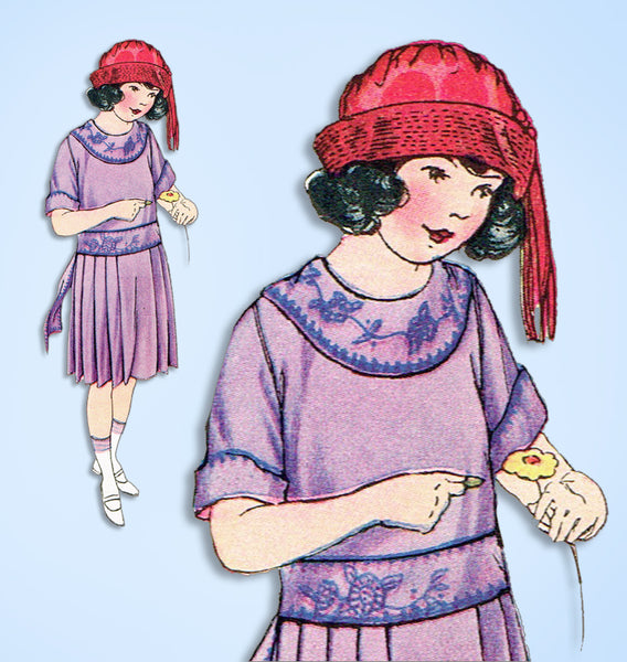 1920s Vintage Butterick Sewing Pattern 3603 Uncut Girls Edwardian Dress Size 8