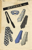 Butterick 3657: 1940s Rare Uncut Men's Tie Set Fits All Vintage Sewing Pattern