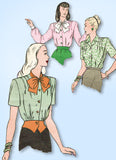 1940s Original Vintage Butterick Pattern 3705 Misses Peplum Blouse Size 12 30B