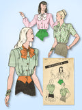 1940s Original Vintage Butterick Pattern 3705 Misses Peplum Blouse Size 12 30B