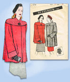 1940s Vintage Butterick Sewing Pattern 3738 Stylish Misses Swing Coat Sz 32 Bust -Vintage4me2