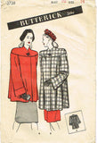 1940s Vintage Butterick Sewing Pattern 3738 Stylish Misses Swing Coat Sz 32 Bust -Vintage4me2