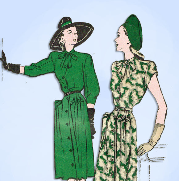 1940s Original Vintage Butterick Pattern 3764 Misses Dress w Gr8 Pockets Sz 34 B