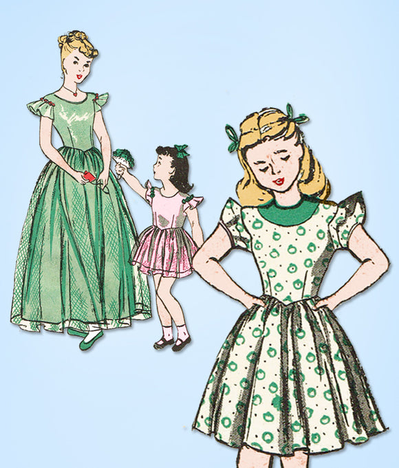 1940s Vintage Butterick Sewing Pattern 3794 Uncut Toddler Girls Dress or Gown 6