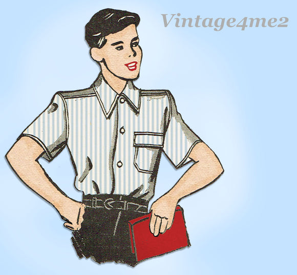 1940s Vintage Butterick Sewing Pattern 3852 Uncut WWII Little Boys Shirt Size 8