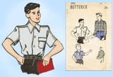 1940s Vintage Butterick Sewing Pattern 3852 Uncut WWII Little Boys Shirt Size 8