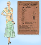 Butterick 3872: 1930s Uncut Misses Street Dress Size 36 B Vintage Sewing Pattern