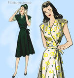Butterick 3897: 1940s Charming Misses Wrap Dress Sz 30 B Vintage Sewing Pattern
