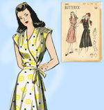 Butterick 3897: 1940s Charming Misses Wrap Dress Sz 30 B Vintage Sewing Pattern