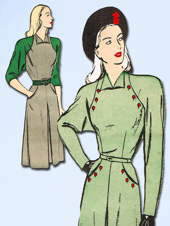 1940s Vintage Butterick Sewing Pattern 3911 Misses Raglan Dress Size 12 30 Bust - Vintage4me2