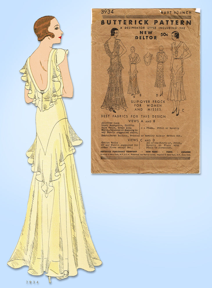 hot pink cocktail dresses 1930s Vintage Butterick Pattern 3934 Plus Size Evening Gown Sz 40 B –  Vintage4me2