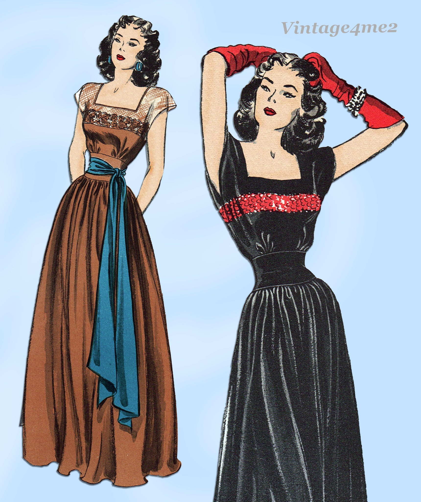 1940s Vintage Butterick Sewing Pattern 3963 WWII Misses Evening Gown S Vintage4me2 1940s Vintage Butterick Sewing Pattern 3963 WWII Misses Evening Gown S Vintage4me2