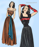 1940s Vintage Butterick Sewing Pattern 3963 WWII Misses Evening Gown Sz 32 Bust