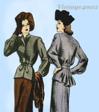Butterick 4034: 1940s Stunning Misses Peplum Suit Sz 32 B Vintage Sewing Pattern