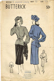 Butterick 4034: 1940s Stunning Misses Peplum Suit Sz 32 B Vintage Sewing Pattern
